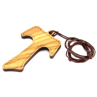 Large Olive Wood Tau with String 7x4.5 cm