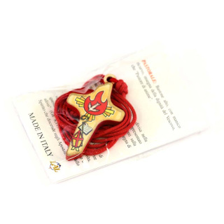 Wooden Cross Dove with red glaze 4x2.5 cm