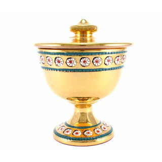 Ceramic Ciborium relief decoration Diameter 14 cm