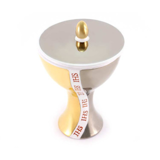 Bicolor Ceramic Ciborium with JHS decoration 20 cm