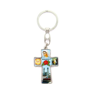 Llavero Cruz Virgen de Medjugorje 3x10 cm