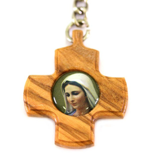 Llavero cruz de madera de olivo Medjugorje 3,5x12 cm