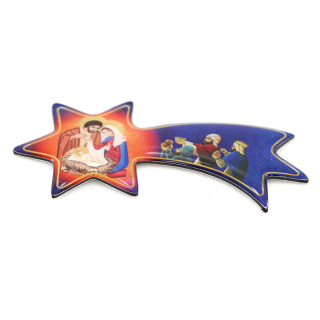 Reisn Magnet Comet Star with Nativity 8x4 cm
