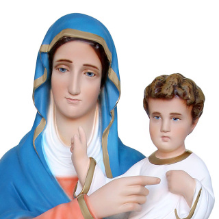 Colored Resin Statue Virgin with Child 95 cm