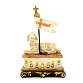 Easter Lamb Statue in colored resin 18 cm