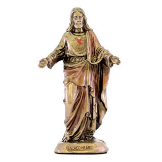 Estatua Sagrado Corazón de Jesús en resina bronce 9 cm
