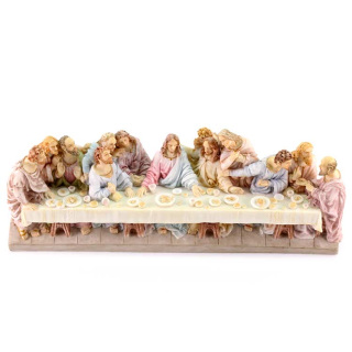 Last Supper Colored Resin Statue 22x8 cm