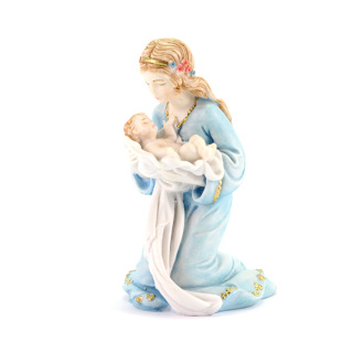 Blue Virgin with Child Resin Statue 11 cm