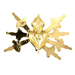 Corazón 7 espadas en metal dorado 7x10 cm