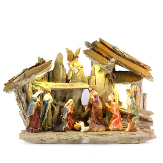 Hut with Shepherds and Light 45x31x15 cm