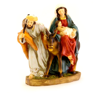 Flight into Egypt colored resin statue 19.5 cm