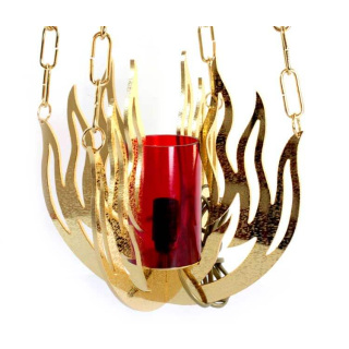 Lampada Santissimo fiammelle ottone 100 cm diam 35 cm