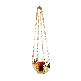 Lampada Santissimo fiammelle ottone 100 cm diam 35 cm