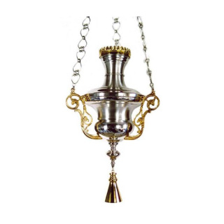 Lampada Santissimo fregi dorati in ottone 25x41x90 cm