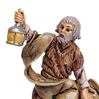 Pastor anciano con farol de resina Belén Fontanini de 6.5 cm