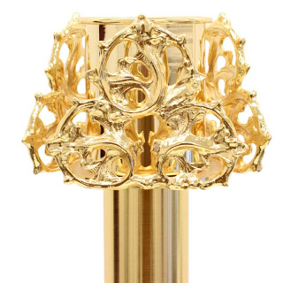 Paschal Candle Base 3 Golden Leaves 72 cm