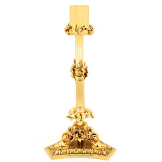 Golden Brass Paschal Candle Holder Leaves 66 cm