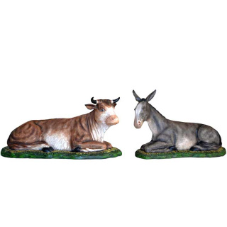 Buey y Burro en fibra de vidrio Napolitana 160 cm
