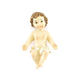 Niño Jesús en resina con paño blanco color 3x4.5 cm