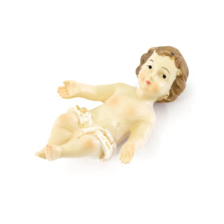 Niño Jesús en resina con paño blanco color 3x4.5 cm