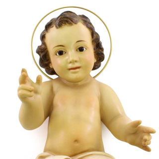 Niño Jesús en pasta de madera y ojos de vidrio 40 cm