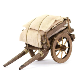 Carro con sacchi per presepe 10x18x8 cm