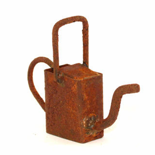 Watering can in antiqued metal for nativity scene 5 cm