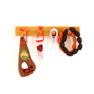 Shelf with hanging cold cuts for nativity scene 6x4 cm