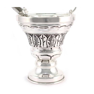 Holy Water Pot and Aspersorium Olive Leaves 14 cm