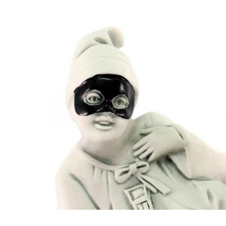 Pulcinella disteso con mandolino in ceramica 7 cm