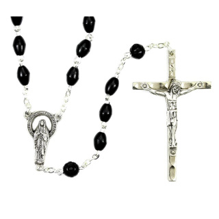 Black Coconut Timber Rosary grain 5x6 mm