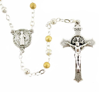 Bicolor Metal St. Benedict Rosary Grain 4 mm