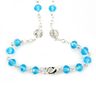 Blue watercolor glass Rosary Bead 6 mm Cipolletti