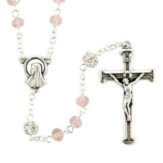 Pink glass Rosary Bead 6 mm Cipolletti