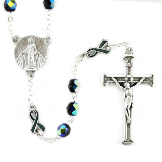 Saint Peregrine rosary in scarab glass bead 6 mm Cipolletti