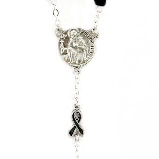 Saint Peregrine rosary in scarab glass bead 6 mm Cipolletti