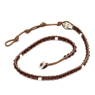 Rosario pulsera cordón y madera 2 vueltas
