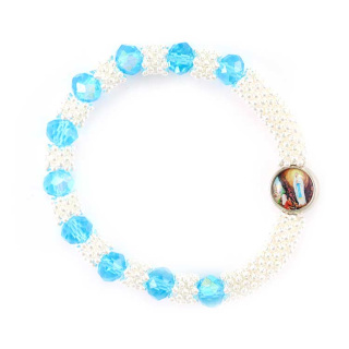 Rosario a bracciale elastico in vetro grano 10 mm