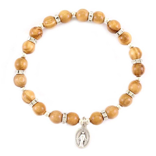Rosario a bracciale elastico legno e metallo 6 mm Cipolletti