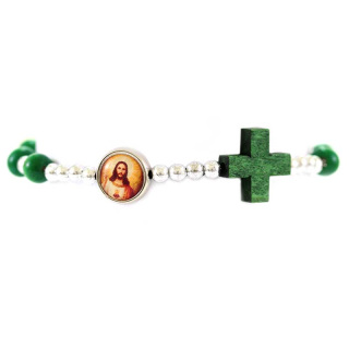 Rosario a bracciale elastico Sacro Cuore Grano 7 mm