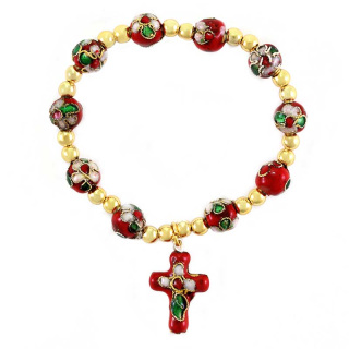 Rosario a bracciale elastico cloisonnè Grano 8 mm