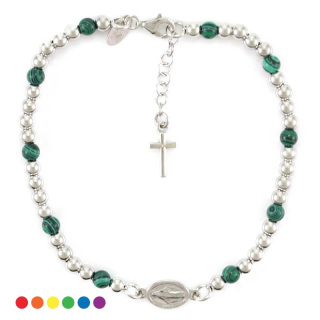 Rosario pulsera piedra plata rodio Cuenta 4 mm
