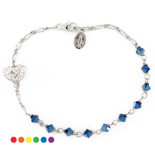 Rosario pulsera Swarovski plata rodio Cuenta 4 mm