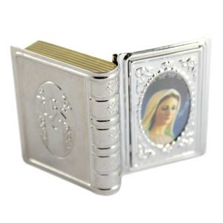 Porta rosario Libro de metal Medjugorje 5x3 cm