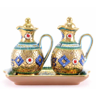 Conjunto Vinajeras estilo Bizantino Bandeja 18x10 cm