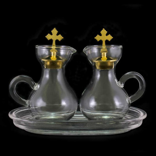 Conjunto Vinajeras de vidrio con Bandeja 18x10 cm