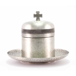 Catechumen Sacred Oils jar with incorporated Plate 8.5 cm