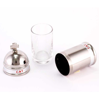 Silvery Brass Vase Catechumen Oil 8x3.5 cm