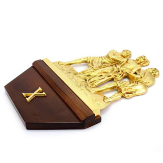 Vía Crucis latón y madera 24x40 cm 15 estaciones