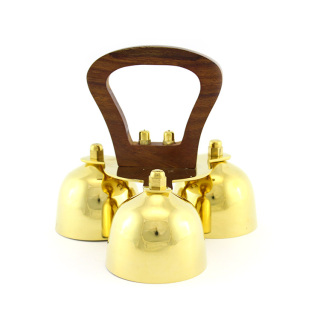 Campanello 3 suoni in ottone con manico legno 14 cm